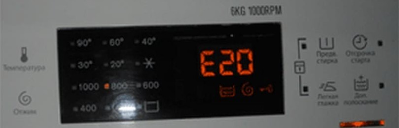 Код на грешка E20 в пералня Electrolux