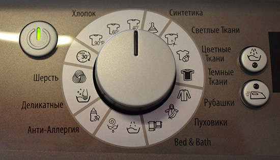 избор на програма за пране