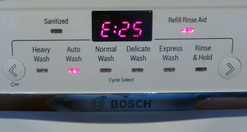 Грешка E25 в съдомиялна машина Bosch - какво да правя